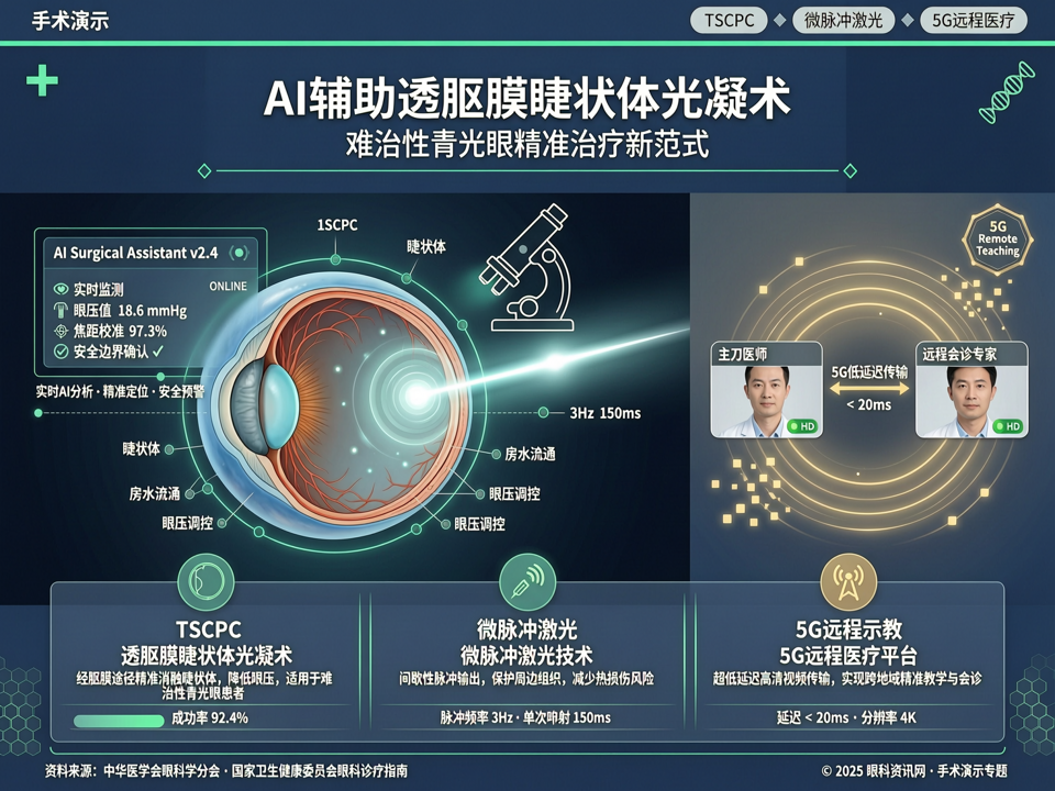 手术演示聚焦AI辅助的透巩膜睫状体光凝术联合微脉冲激光:从难治性青光眼到远程示教的精准闭环