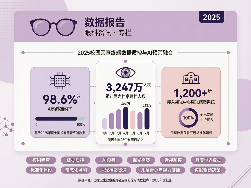 数据报告 | 2025校园筛查终端数据质控与AI预筛融合:从常态化监测到视光中心屈光档案贯通的真实世界洞察
