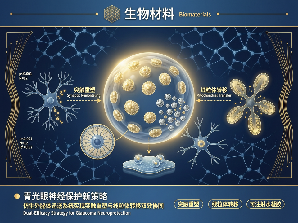 仿生星形胶质细胞外泌体递送系统:生物材料在青光眼神经保护中的“突触重塑-线粒体转移”双效新策略
