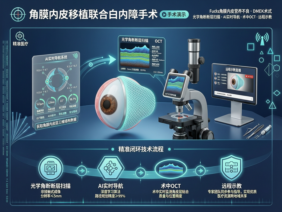 手术演示聚焦AI实时导航的角膜内皮移植联合白内障手术:从光学相干断层扫描到远程示教的精准闭环