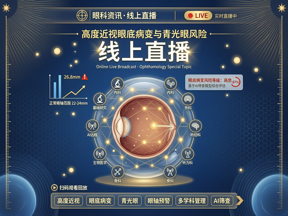 线上直播聚焦“高度近视眼底病变与青光眼风险”:从眼轴预警到多学科联合管理的云端防线