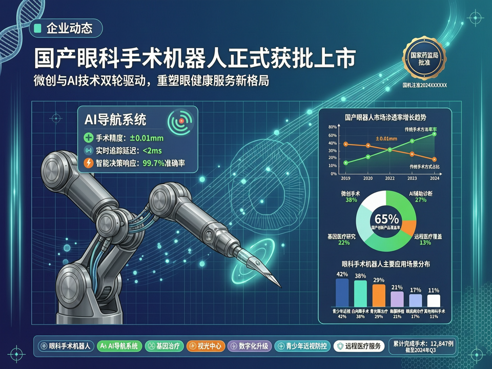 视光企业动态:国产眼科手术机器人获批,微创与AI技术重塑眼健康服务新格局