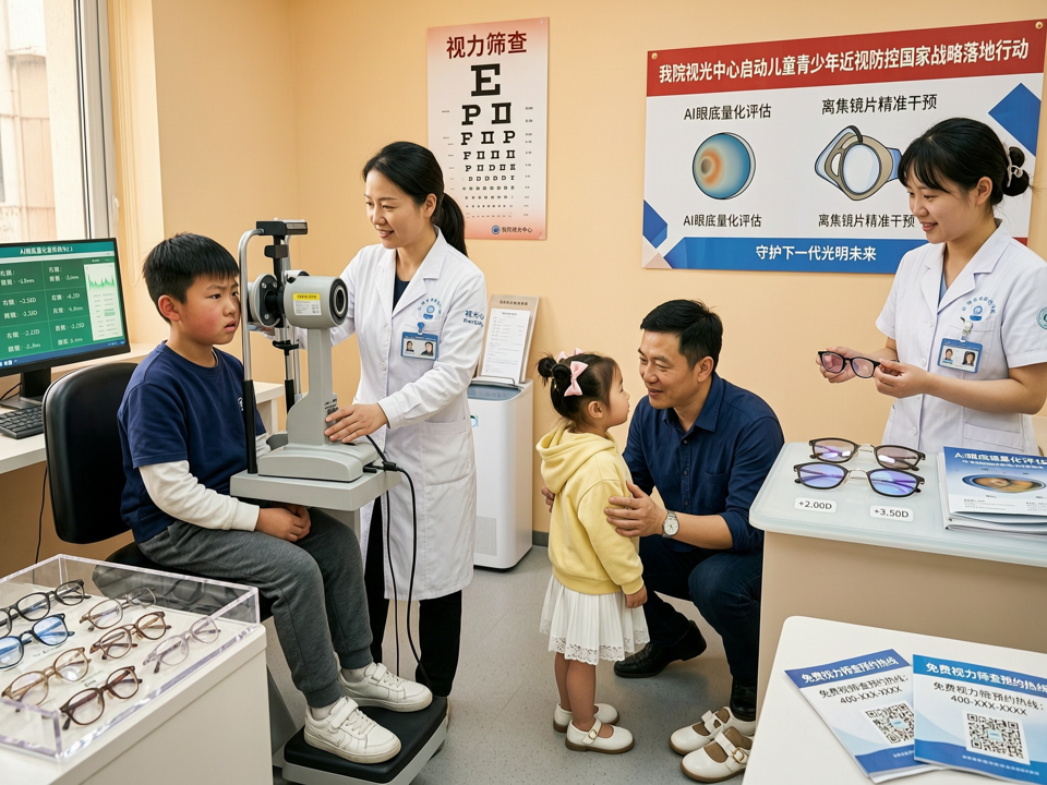 我院视光中心启动儿童青少年近视防控国家战略落地行动:AI眼底量化评估与离焦镜片精准干预并举
