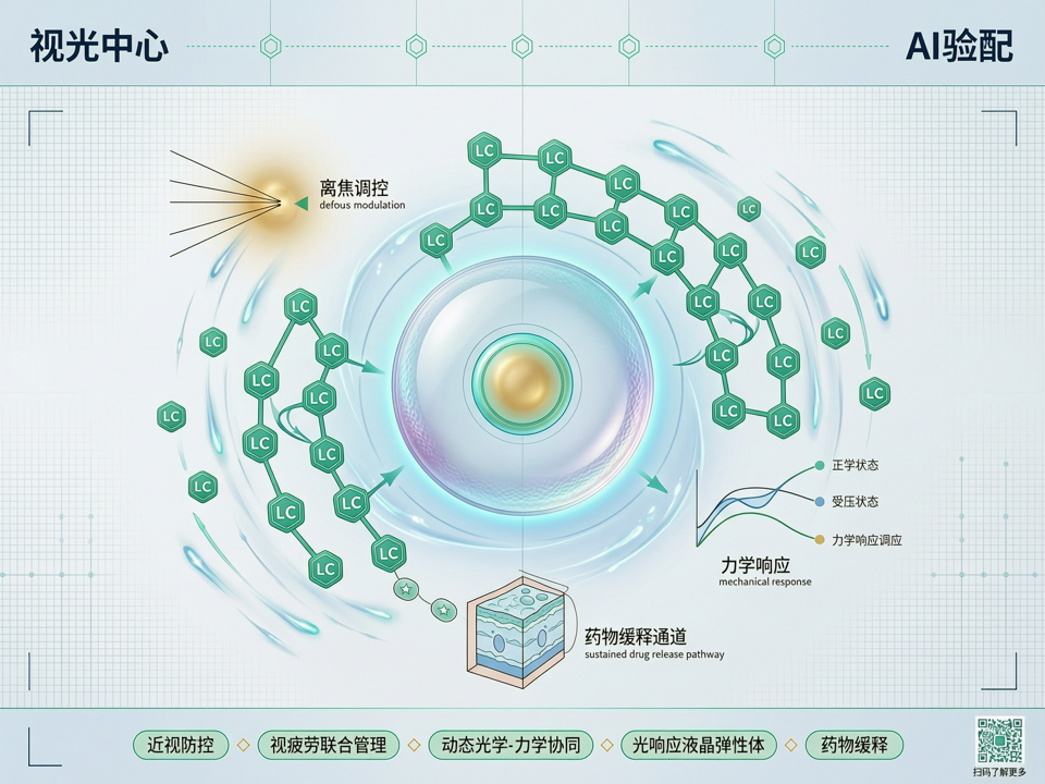 光响应液晶弹性体角膜接触镜:眼科生物材料在近视离焦与视疲劳联合管理中的“动态光学-力学”协同新策略