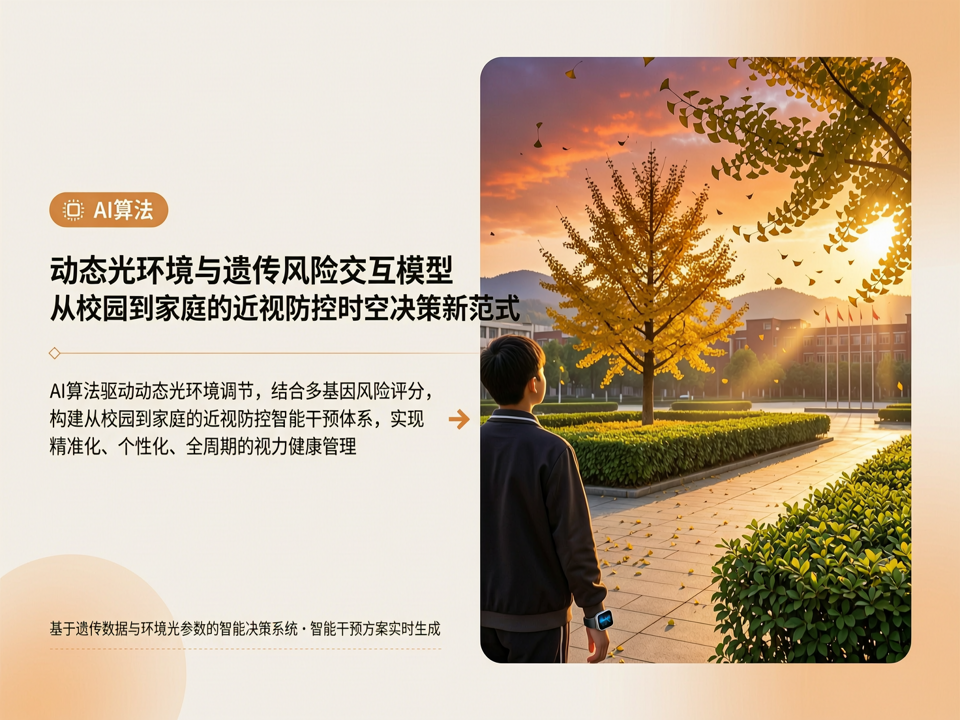 AI算法驱动的动态光环境与遗传风险交互模型:从校园到家庭的近视防控时空决策新范式