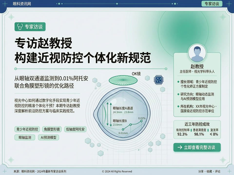 专访赵教授:从眼轴双通道监测到0.01%阿托品联合角膜塑形镜的优化——视光中心如何构建近视防控的个体化新规范