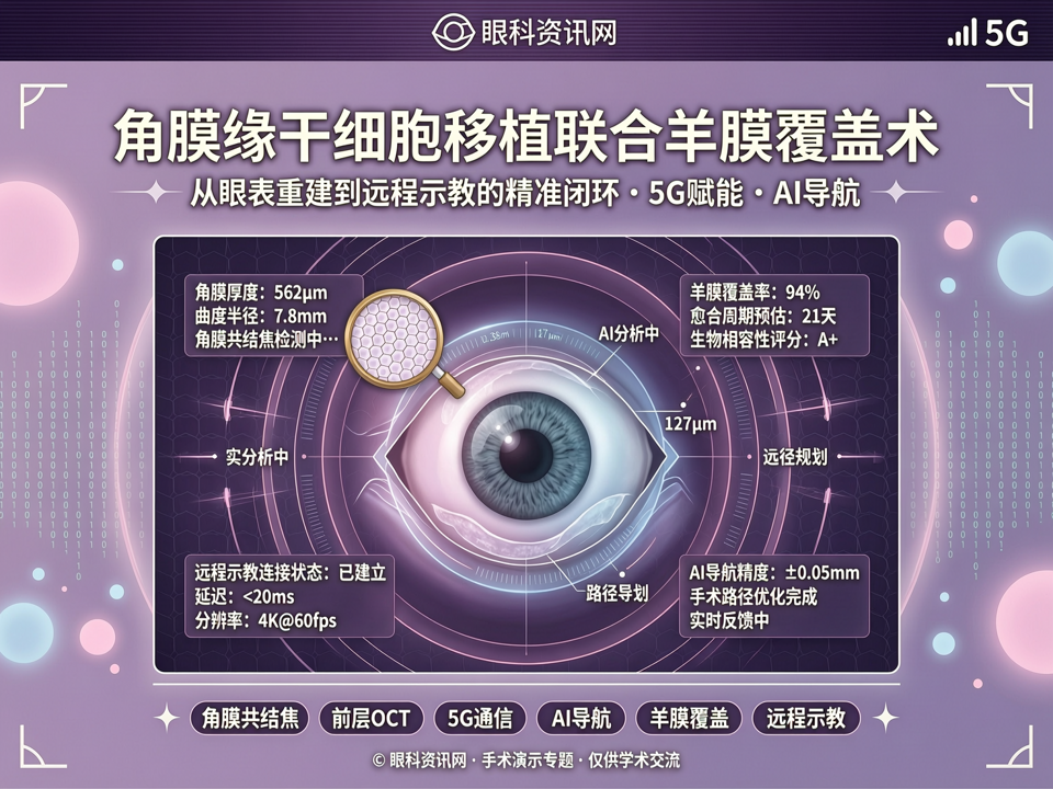 手术演示聚焦角膜缘干细胞移植联合羊膜覆盖术:从眼表重建到远程示教的精准闭环