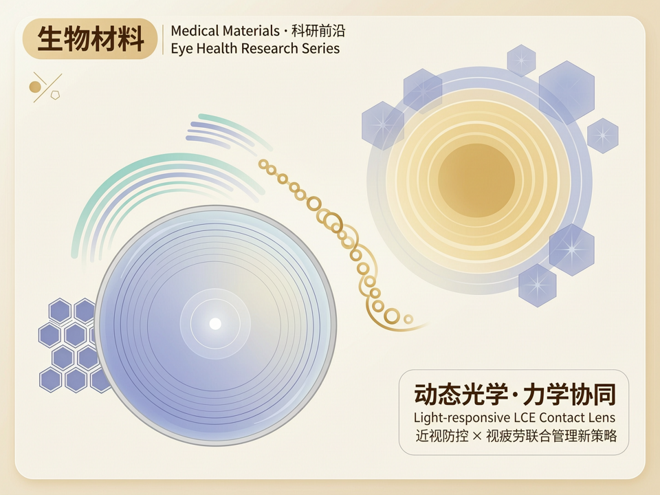 光响应液晶弹性体角膜接触镜:眼科生物材料在近视离焦与视疲劳联合管理中的“动态光学-力学”协同新策略