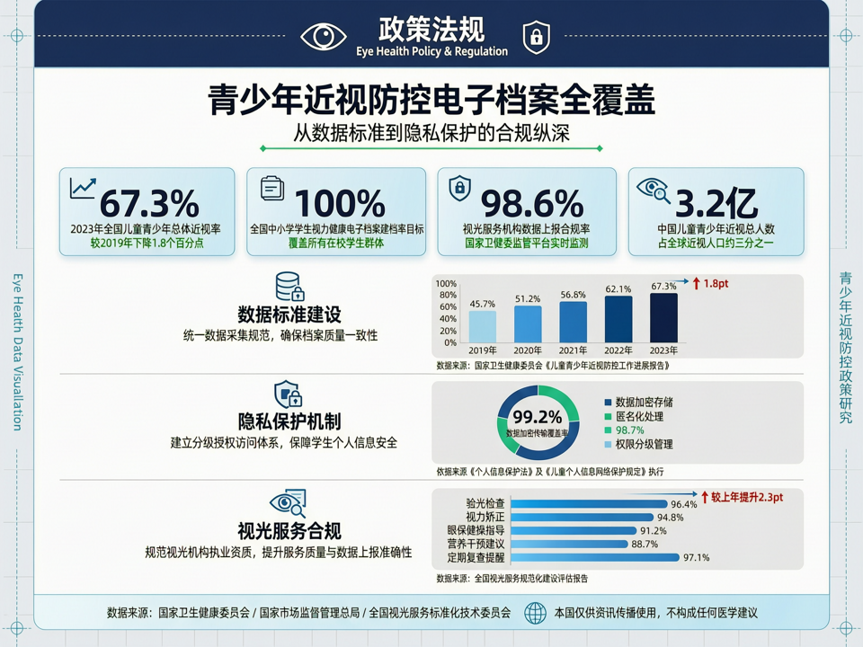 政策法规:青少年近视防控电子档案全覆盖——从数据标准到隐私保护的合规纵深