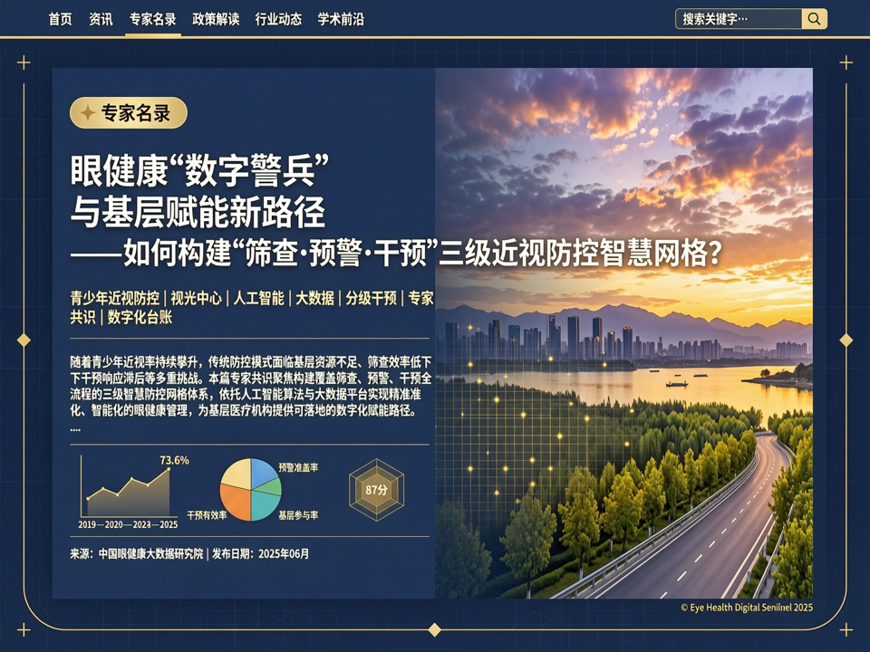 眼健康“数字哨兵”与基层赋能新路径:【专家名录】如何构建“筛查-预警-干预”三级近视防控智慧网格?