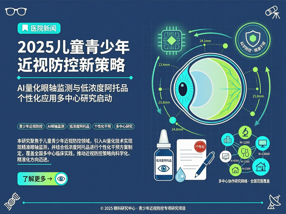 2025儿童青少年近视防控新策略:AI量化眼轴监测与低浓度阿托品个性化应用多中心研究启动