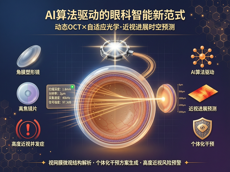 AI算法驱动的动态光学相干断层扫描与自适应光学融合:从视网膜微观结构到近视进展时空预测的智能新范式