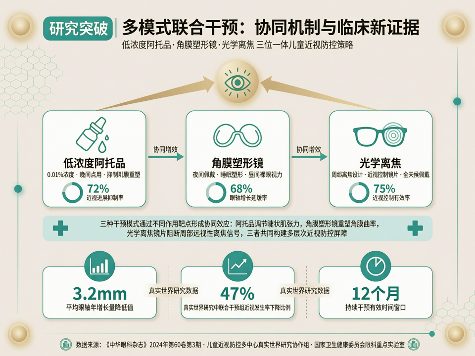 低浓度阿托品联合角膜塑形镜与光学离焦:多模式干预的协同机制与临床新证据