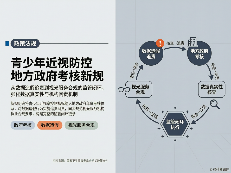 政策法规:青少年近视防控地方政府考核新规——从数据造假追责到视光服务合规的监管闭环
