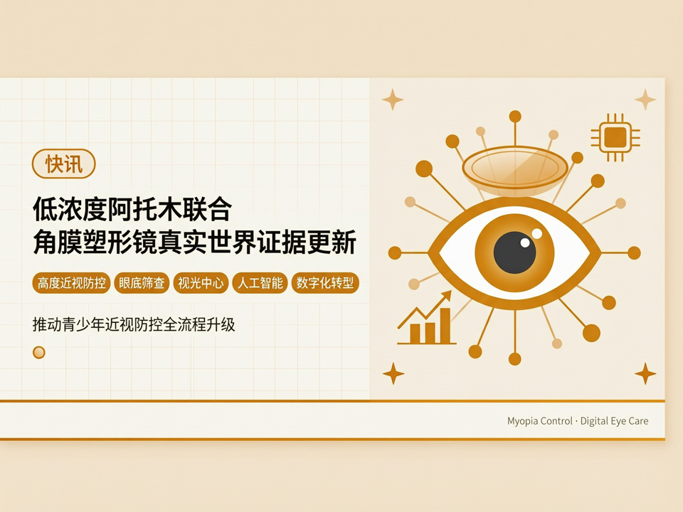 【快讯】低浓度阿托品联合角膜塑形镜真实世界证据更新,推动高度近视眼底病变早筛与视光中心全流程数字化