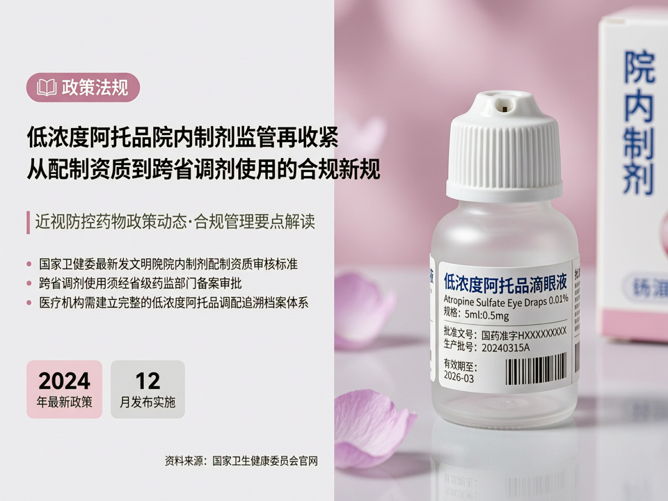 政策法规:低浓度阿托品院内制剂监管再收紧——从配制资质到跨省调剂使用的合规新规